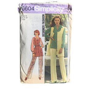 Vintage Simplicity Sewing Pattern 6604 Misses Vest Pant Blouse Size 14 uncut